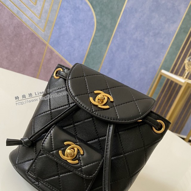 Chanel專櫃新款Vintage雙肩包 88793小 香奈兒經典雙c logo菱格紋小羊皮女士背包 djc4636